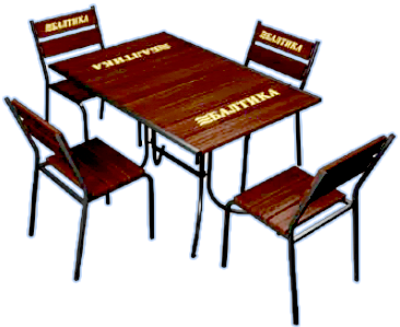 Деревянный стол и стулья (балтика)